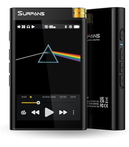 Surfans F20 Pro Android Hi-Res muziekspeler met Dual ESS9018 DAC, DSD512, Spotify & Tidal Support, WLAN & BT LDAC, 4,4 mm gebalanceerd (500mW), tot 1TB uitbreidbaar, 2,8 touchscreen MP3 DAP (zwart