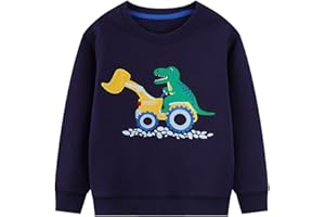 JinBei Felpa per Bambino Cotone Maniche Lunghe Casual Maglione Ragazzo Senza Cappuccio Sportiva Maglietta Girocollo Tops Bambini Pullover Felpe Autunno Inverno Primavera 2 3 4 5 6 7 Anni