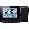 Projection Alarm Clock LED Display Projector Clock with Backlight Battery Powered Rotate Alarm Clock (Black)