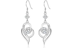 JEWAB Sterling Silver Drop Earrings, Cubic Zirconia Silver Dangle Earrings for Women Girls│Linear Hypoallergenic Earring for Sensitive Ears│Birthday Anniversary Christmas Dangly Earrings Jewellery Gifts