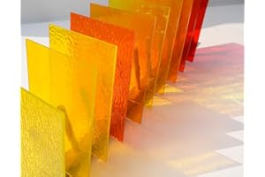 CHICSHIS Textured Transparent Glass Sheets – 10pcs Yellow & Orange Mixed, 4" x 6" for DIY Crafts, Mosaics, Stained Glass Projects, Clear Colourful Mosaic Pieces for Decor