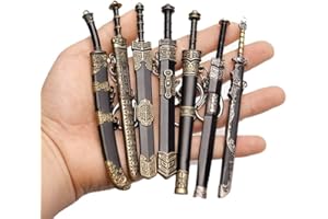 Hrippy Mini Llave De Espada para Hombres Antiguos con Vaina Patrón Decorativo De Arma De Hoja Sin Cortar Modelo Recolección De Cuchillo De Chinita Colgante