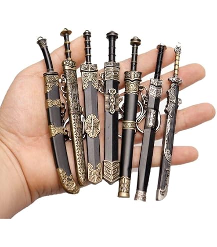 Porte-clés Mini Katana - Lot De 4 Couleurs Avec Support - Collection Anime Samouraï - Cadeau