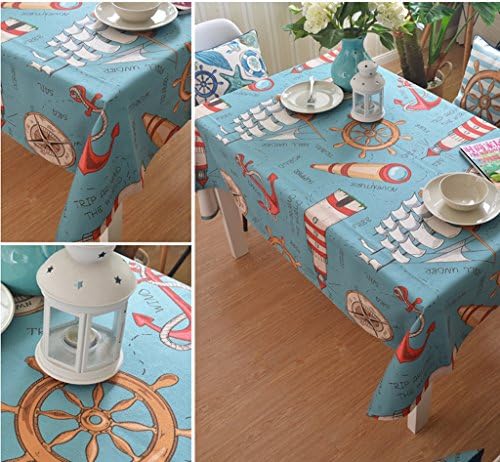 Hyun times Mediterranean marine style wallpaper texture of thick cotton cloth covered table starfish hippocampus ( Size : 100*145 )