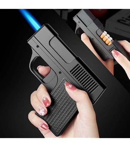Cigarettes Case with Lighter | Windproof Guns Lighter with Jet Torch - Refillable Lighters with Cigarettes Holder Box