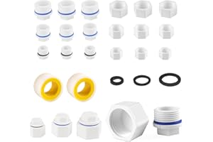 YiJiuBa 24Pcs Blindstopfen Wasserleitung mit Dichtung, Blindstopfen 1 1/2 3/4 zoll Wasserleitung Außengewinde und Innengewind, BSP Verschlusskappe für Waschmaschine Geschirrspüler Wasse