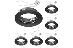 ledscom.de 6 piezas Marco empotrable de techo FERE marco empotrable negro mate (LED/Halógeno/MR16/50mm) incl. casquillo GU5.3