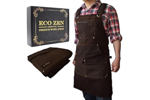 ECOZEN LIFESTYLE Tablier de travail en toile cirée 473,6 g | Imperméable, facilement ajusté pour s'adapter à la taille S-XXL | Tablier à outils robuste