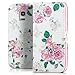 Produktbild Saxonia Tasche Samsung Galaxy S5 Mini Hülle Flip Case Schutzhülle Handytasche mit Kartenfach Motiv Weiß Blumen Rosen