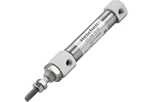 Heschen Stainless Steel Slim Air Pneumatic Cylinder, CDJ2B 10-20, M5 Port, 10mm Bore, 20mm Stroke, Double Acting Single Rod