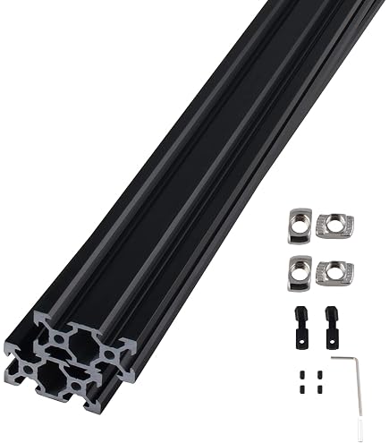 Profilé Aluminium Noir 80x16E Type I - Rainure 8, Ultra Léger, Longueur 100 Mm, Pour Montage Et Bricolage