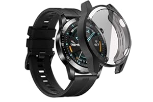 Etui KONEE kompatybilne z Huawei Watch GT 2 46 mm, etui z ochraniaczem ekranu, [odporne na zarysowania] [Ultra cienkie elastyczne] pełne pokrycie TPU etui do Huawei Watch GT2 46mm - czarne