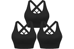 Leversic Sujetador Deportivo de Iimpacto Medio para Mujer Sin Aros con Relleno Extraíble con Espalda Cruzada para Yoga
