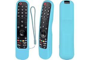 YiBiChin Silikonowe etui ochronne na pilota do LG Smart TV AN-MR21GA/AN-MR21GC, do LG OLED 2021 TV Magic Pilot, osłona na pilota odporny na wstrząsy, zmywalny i przyjazny dla skóry (świecący w ciemności, niebieski)