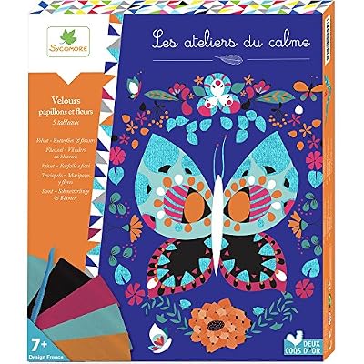 Les Ateliers du Calme - Tableaux Velours - Papillons Et Fleurs - Loisirs Créatifs Enfant - Dès 7 ans - Sycomore - CREH512