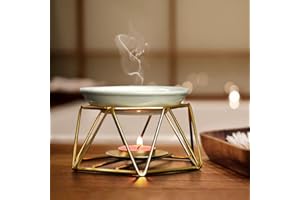 Violetpos Stylowa romantyczna ceramiczna lampa zapachowa dyfuzor zapachowy Tealight Candle Holder Oil Burner-Gold