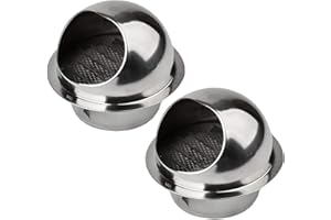 MAGIIN 304 Stainless Steel Soffit Air Vents Bull Nosed Vent Outlet, Round External Extractor Wall Ventilation Grille Screen Hood for Kitchen Bathroom (ø100mm)