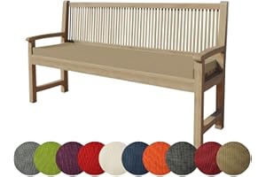 chilly pilley Coussin De Banc Housse Amovible Lavable Zip avec Passants Coussin pour Banc De Jardin Terrasse (150 x 50 x 5 cm, Beige)