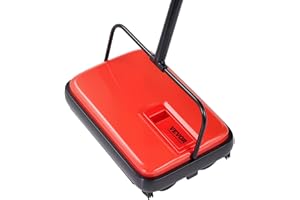 ‎VEVOR VEVOR Teppichkehrer Teppichbodenkehrmaschine manuell, Bodenkehrer mit 300 ml Staubbehälterkapazität, 17 cm Reinigungsbreite Kehrmaschine für Heimbüro-Teppiche Tierhaarstaub Teppichreinigung, Rot