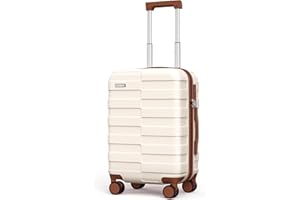 Vipbox Koffer Klein Hartschale 55cm (3 Jahre VIP-Service) Leicht Polycarbonat Reisekoffer Ultra-Langlebige Trolley Handgepäck mit 4 Rollen und TSA Schloss, Elegantes Weiß