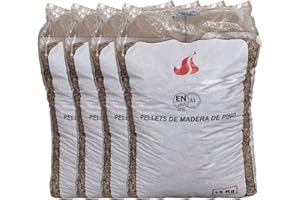 BILAKE Sacos de Pellets DIN Plus A1 15kg de Madera 100% conífera 100% Natural, para Estufas y calderas de biomasa 6mm – HP5