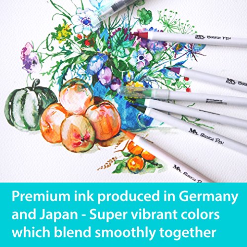 Pinselstift-Set – 20 Farben – weiche flexible Echtpinsel-Spitze, langlebig, Wasserfarben-Effekt, Aquarell – Ideal für Malbücher, Manga, Comic, Kalligrafie, duale Stärke, MozArt Supplies - 5