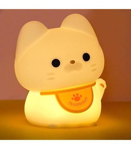 ZKLiLi Carino lampada squalo, 7 coloris lampada bambini squalo per bambini ragazze regali di compleanno, luce notturna bambini adolescenti, USB ricaricabile animale in silicone (gattino