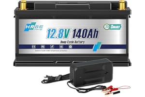 HRBEENERGY LiFepo4 Akku, 12 V, 140 Ah, wiederaufladbare tragbare Lithium-Batterie mit 100 A BMS-Schutz und 4000 bis 1.5000 Zyklen, ideal für Campingwagen, Sonnensysteme, Boote