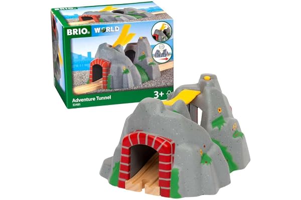 BRIO World - 33481 - Tunnel d'Aventures - Accessoire pour Circuit de Train en Bois - 4 Sons différents et aléatoires - Jouet pour garçons et Filles dès 3 Ans