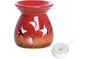 Tangger Duftlampe für ätherische Duftlicht Teelicht mit Kerzenhalter Duftlampe Keramik duftöl Lampe duftlampe wachs duftwachs Lampe Keramik-Duftlampe Aroma-Diffusor stövchen für duftöle(rot)