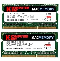 Komputerbay MACMEMORY 16GB (2X8GB) PC3-10600 PC3-10666 1333MHz SODIMM 204-Pin Laptop Speicher 9-9-9-24 für Apple Mac