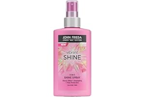 JOHN FRIEDA - Vibrant Shine Spray 3 en 1 250 ml, Spray Protector Térmico para Pelo, Desenredante y Brillo Intenso, Acondicionador sin Aclarado, Realza el Color