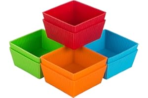 webake Pirottini grandi per muffin e cupcake, quadrati da 9 cm, in silicone, 8 pezzi, giganti, riutilizzabili, antiaderenti, per friggitrice ad aria, torte, gelati, budini, gelatine