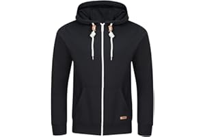 riverso Męska kurtka z kapturem RIVThilo, bluza z kapturem, zamek błyskawiczny, jednokolorowa, bawełna, szara, brązowa, zielona, czerwona, niebieska, czarna, S M L XL 2XL 3XL 4XL 5XL