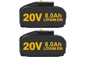 POWTREE 2X 8000mAh Akku für Worx 20V WA3645 WA3553 WA3556 WA3641 WA3605 WA3551 WA3572 WA3644 WA3645 WA3648 ErsatzAkku Mit Ladekontrollleuchte