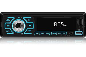 ETLFUCYBER Radio de Coche Bluetooth 1 DIN Soporta Radio FM, Bluetooth Call, App Control, Power Off Memory, USB Charging, Aux,7 Colores de Iluminación