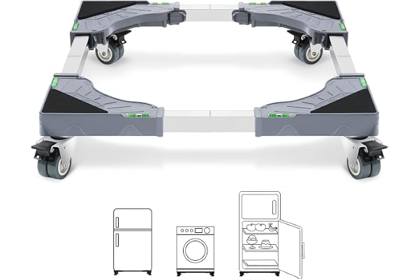 W B D WEIBIDA Support Machine à Laver 4 roulettes Verrouillables, Charge 200KG Socle Machine a Laver, Largeur Réglable de 40-62cm Support Électroménager pour Machine A Laver,Sèche-Linge,Réfrigérateur