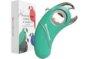 Kitchen Mama Epic One - Multifunktionaler Flaschen-Öffner: Öffnet Flaschen mit Schraub- und Kronkorken, Dosen, Aufreißlaschen und Gläser – Ergonomisch, Handfreundlich, Ideal bei Arthritis (Türkis)