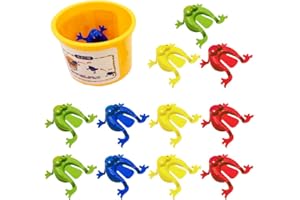 TOYANDONA 12 Pièces Grenouille Saut Jouet Doigt Appuyant sur Drôle Rebondir Grenouille Jouets Enfants Nouveauté Grenouilles avec Un Seau