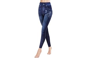GoVIA Jeggings Elastici Blu e Nero Leggins Donna Leggings Stampato a Vita Alta Pantaloni Stretti Ghette 4109 VA