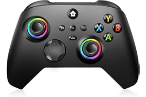 vaomon Wireless Controller Compatible With Xbox One, Xbox Series X/S, Xbox One X/S, PC, With RGB LED Light, Mappable Buttons, 3.5mm Headphone Jack, With 2.4GHZ Wireless Adapter Gamepad Dark Black
