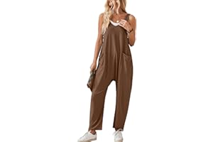 Maeau - Peto para Mujer de Punto Casual con 2 Grandes Bolsillos Mono Pantalón Ancha Peto Jumpsuit Holgado sin Mangas Mono Largo Pantalones S-XXL
