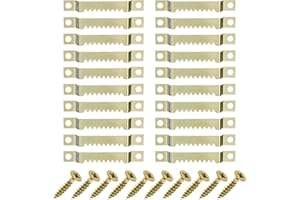 REQAG 20 Stück Bildaufhänger mit 40 Schrauben, Bildaufhänger Sägezahn,Bilderrahmenaufhänger stabil Hängehaken, Aufhänger für Holzrahmen,Zackenaufhänger Bilderhaken für Keilrahmen,Hängehaken für Bilderrahmen