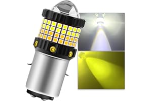 Teguangmei BA20D LED Headlight Bulbs, Upgraded Real 360° H6 Motorcycle Bulbs 85SMD 12W 12-80V Yellow White Hi/Lo Beam LED Lights, Plug and Play, Replace for Scooter Motorbike Headlamp, 1PCS