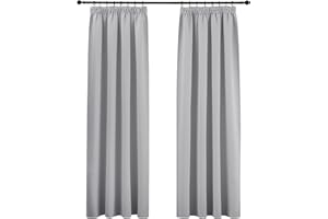 PONY DANCE Cortinas Termicas Aislantes Frio y Calor Cortinas Opacas 2 Piezas Cortinas Dormitorio Matrimonio Cortinas Salon Modernas Cortina Blackout para Riel, 140x245 CM, Gris Claro
