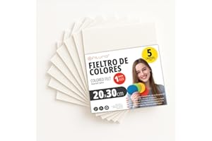 OFITURIA Bastelfilz für DIY-Projekte, Bunte Filzstoffe für Patchwork, Nähen, Schule, Kunst und Dekoration 20x30cm (Weiß, 5 Stk)