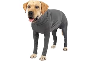 Due Felice Dog Surgery Recovery Suit Onesie for Female Male After Surgery, Shedding Body Suit with Legs for Small Medium Large Grey/M