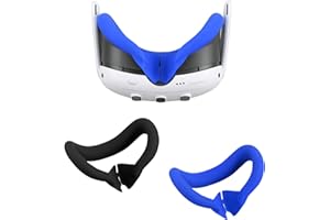 Growalleter Funda de silicona para Meta Quest 3, accesorios de realidad virtual, funda de cojín facial para Mate Quest 3, repuesto a prueba de sudor (negro + azul)