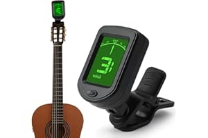 VOOVEN Guitar Tuner Clip On - Digital Electric Tuner with LCD Display, Electronic Tuner for Acoustic Guitar, Electronic Guitar, Bass, Ukulel, Twelve Equal Temperament, Banjo, Musical Instrument Accessories