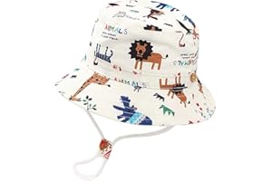 imKutie Baby Sun Hat, UPF 50+ Toddler Kids Cartoon Animal Shark Star Summer Bucket Hats Adjustable Baby Hat with Chin Strap for 6 Months-8 Years